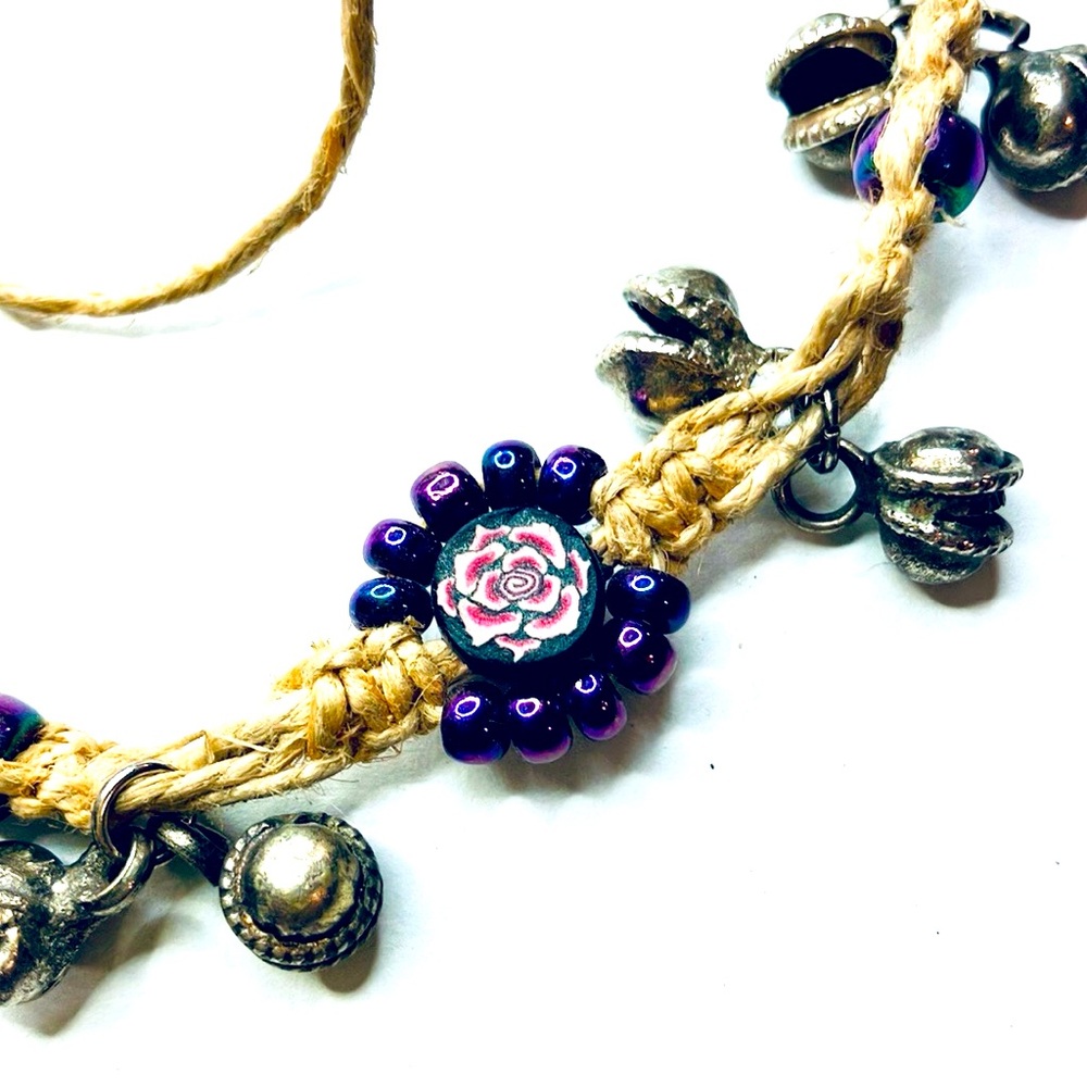 Rose Hemp Charm Anklet